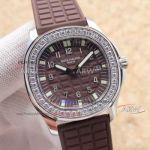 Perfect Replica Swiss Quartz Brown Patek Philippe Aquanaut Diamond Ladies Watch 35mm